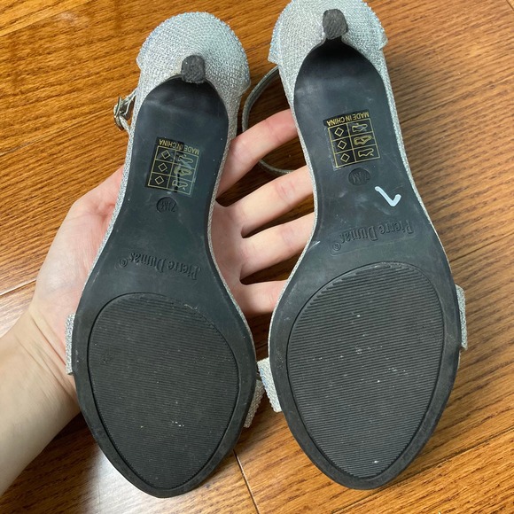 7.5 M Pierre Dumas Silver gem crystal sparkly formal Heel Stiletto ankle strap - Picture 14 of 16